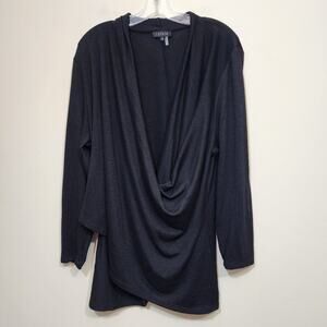 1 State deep V draped‎ front crisscross front long sleeve knit sweater size 3X